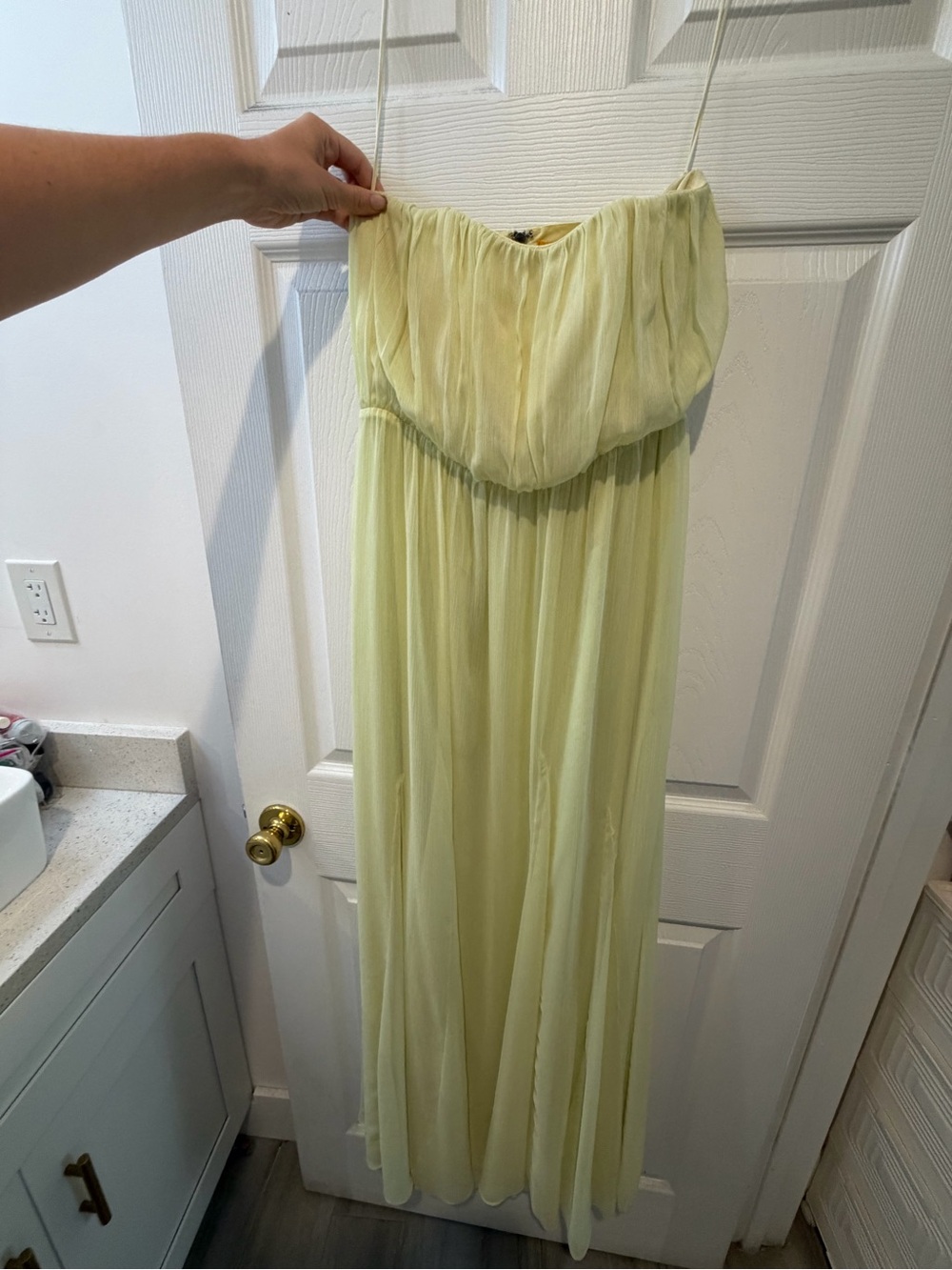 Alice + Olivia Pale Yellow Spaghetti Strap Maxi Dress